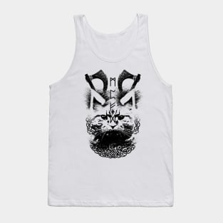 Abstract Cat in Viking Style - Black Tank Top